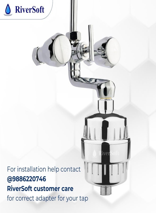 RIVERSOFT Combo Pack SF-15 PRO (ABS, Chrome) and SFC-15 (PP, White) Shower Filter for Hard Water with 15 Stage with Extra Cartridge |Water Softener for Bathroom - Image 2